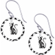 Boucles d'oreille acier - email - silk screen - chat - 18mm