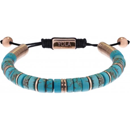 Bracelet en acier - ajustable - turquoise bleu - 15 à 22cm