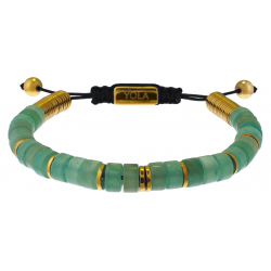 Bracelet en acier doré - ajustable - aventurine - 15 à 22cm