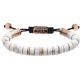 Bracelet en acier rosé - ajustable - howlite blanche - 15 à 22cm