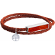 Bracelet en acier double tour - cuir rouge - cornaline - arbre de vie - 37,5cm