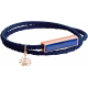 Bracelet en acier double tour - cuir bleu - lapis lazuli - buddha rosé - 37,5cm