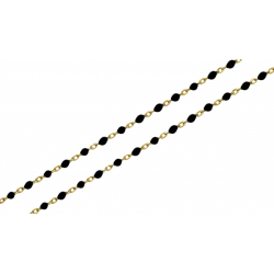 Chaine de cheville en acier - doré - email noir - 22+5cm