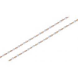 Chaine de cheville en acier - rosé - email blanc - 22+5cm