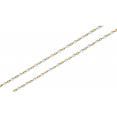 Chaine de cheville en acier - doré - email blanc - 22+5cm