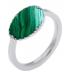 Bague en acier - malachite - oval 7x8mm - 50 à 64