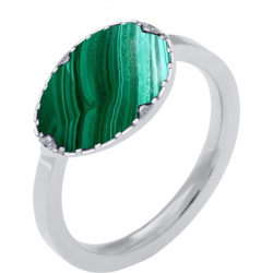 Bague en acier - malachite - oval 7x8mm - 50 à 64