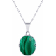 Collier en acier - malachite - oval 12x15mm - 45+5cm