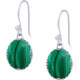 Boucles d'oreille en acier - malachite - oval 9x11mm