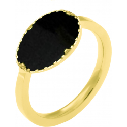 Bague en acier - doré - onyx - oval 7x8mm - 50 à 64