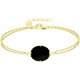 Bracelet en acier - double rang - doré - onyx - oval 9x11mm - 15+5cm