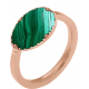 Bague en acier - rosé - malachite - oval 7x8mm - 50 à 64