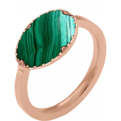 Bague en acier - rosé - malachite - oval 7x8mm - 50 à 64