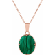 Collier en acier - rosé - malachite - oval 12x15mm - 45+5cm
