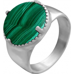 Bague en acier - malachite - 15mm - 50 à 64