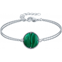 Bracelet en acier - double rang - malachite - 18mm - 15+5cm