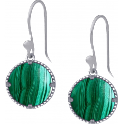 Boucles d'oreille en acier - malachite - 12mm