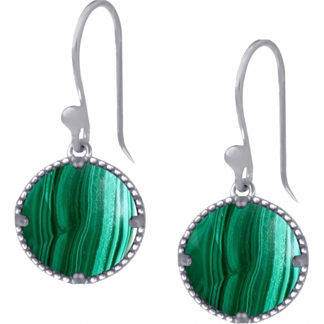 Boucles d'oreille en acier - malachite - 12mm