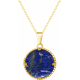 Collier en acier - doré - lapis lazuli - 20mm - 45+5cm