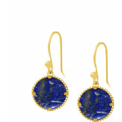 Boucles d'oreille en acier - doré - lapis lazuli - 12mm