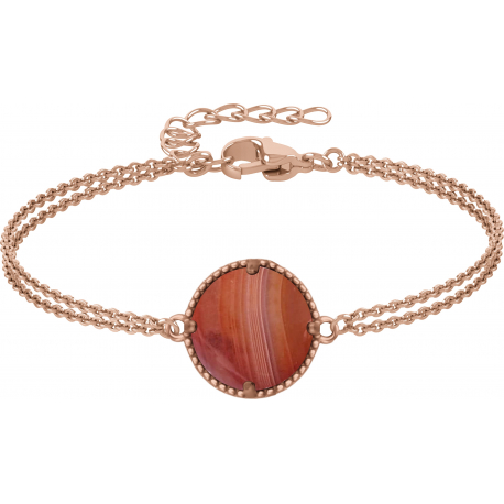 Bracelet en acier - rosé - double rang - il de taureau - 18mm - 15+5cm