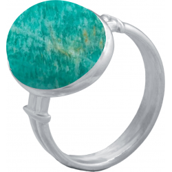 Bague en acier - amazonite - cabochon 12x15mm - 50 à 64