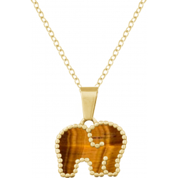 Collier en acier - doré - il de tigre - éléphant - 38+5cm