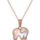 Collier en acier - rosé - nacre - éléphant - 38+5cm