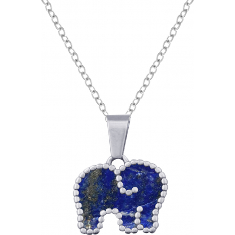 Collier en acier - lapis lazuli - éléphant - 38+5cm