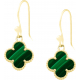 Boucles d'oreille en acier - doré - malachite - trèfle - 12x12mm