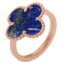 Bague en acier - rosé - lapis lazuli - trèfle - 12x12mm - 50 à 64