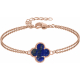Bracelet en acier - rosé - double rang - lapis lazuli - trèfle - 15x15mm - 15+5cm