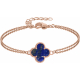 Bracelet en acier - rosé - double rang - lapis lazuli - trèfle - 15x15mm - 15+5cm