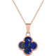 Collier en acier - rosé - lapis lazuli - trèfle - 20x20mm - 45+5cm