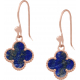 Boucles d'oreille en acier - rosé - lapis lazuli - trèfle - 12x12mm