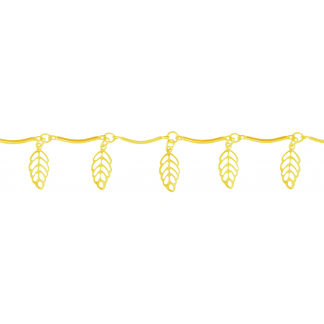 Chaine de cheville en acier doré - feuilles - 22+5cm