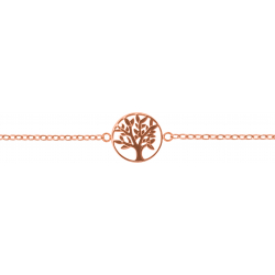 Chaine de cheville en acier - rosé - arbre de vie - 22+5cm