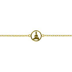 Chaine de cheville en acier - doré - buddha - 22+5cm