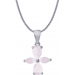 Collier en argent rhodié - quartz rose - 3,2g - 40cm