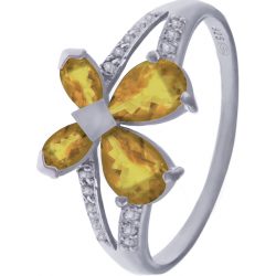 Bague en argent rhodié - citrine - 2,1g - 50 à 64