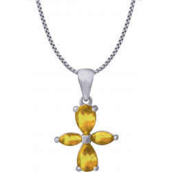 Collier en argent rhodié - citrine - 3,2g - 40cm