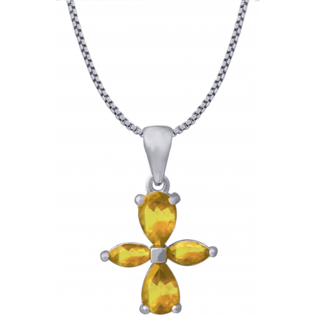 Collier en argent rhodié - citrine - 3,2g - 40cm