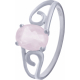 Bague en argent rhodié - quartz rose - 6x8 - 2g - 50 à 64