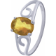 Bague en argent rhodié - citrine - 6x8 - 2g - 50 à 64