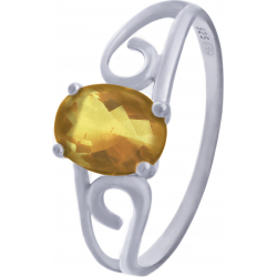 Bague en argent rhodié - citrine - 6x8 - 2g - 50 à 64