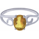 Bague en argent rhodié - citrine - 6x8 - 2g - 50 à 64