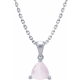 Collier en argent rhodié - quartz rose - 6x6 - 3,3g - 38+5cm