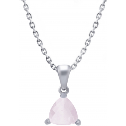 Collier en argent rhodié - quartz rose - 6x6 - 3,3g - 38+5cm