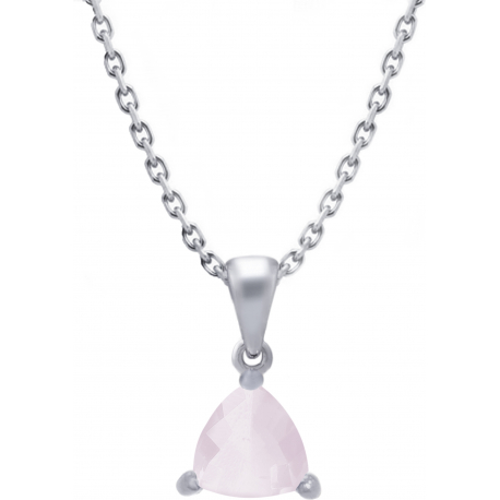 Collier en argent rhodié - quartz rose - 6x6 - 3,3g - 38+5cm