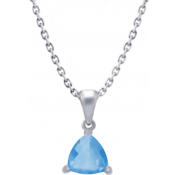 Collier en argent rhodié - topaze bleue - 6x6 - 3,3g - 38+5cm